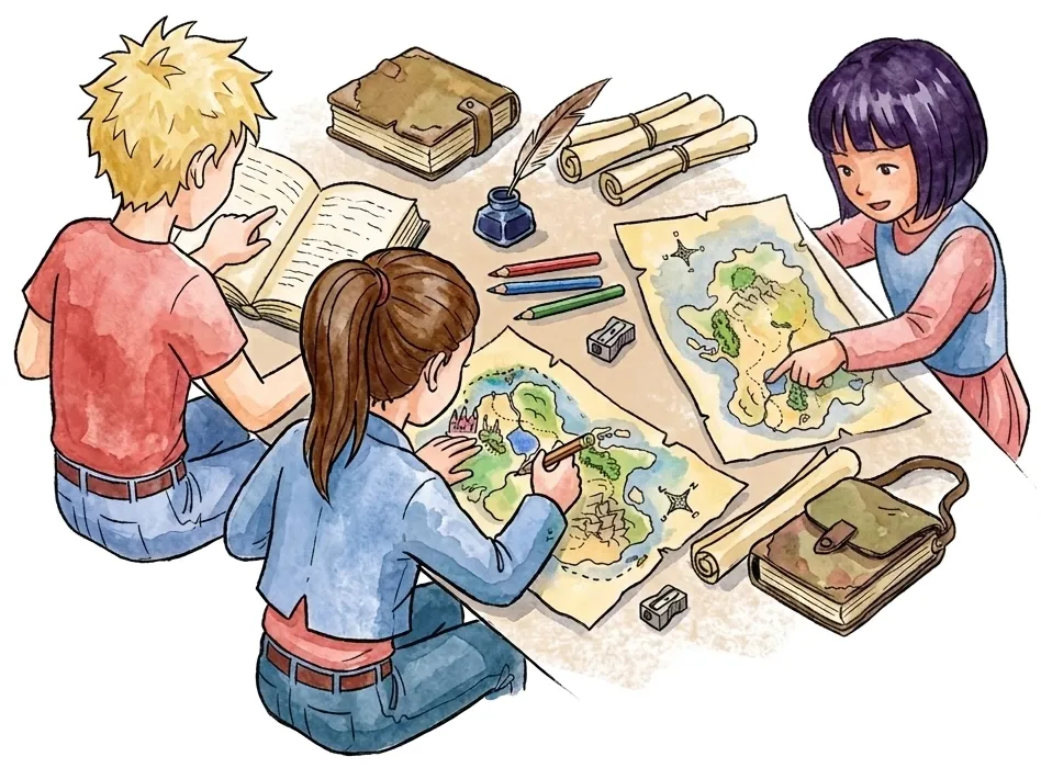 Lernende arbeiten mit Lernlandkarten im Klassenzimmer